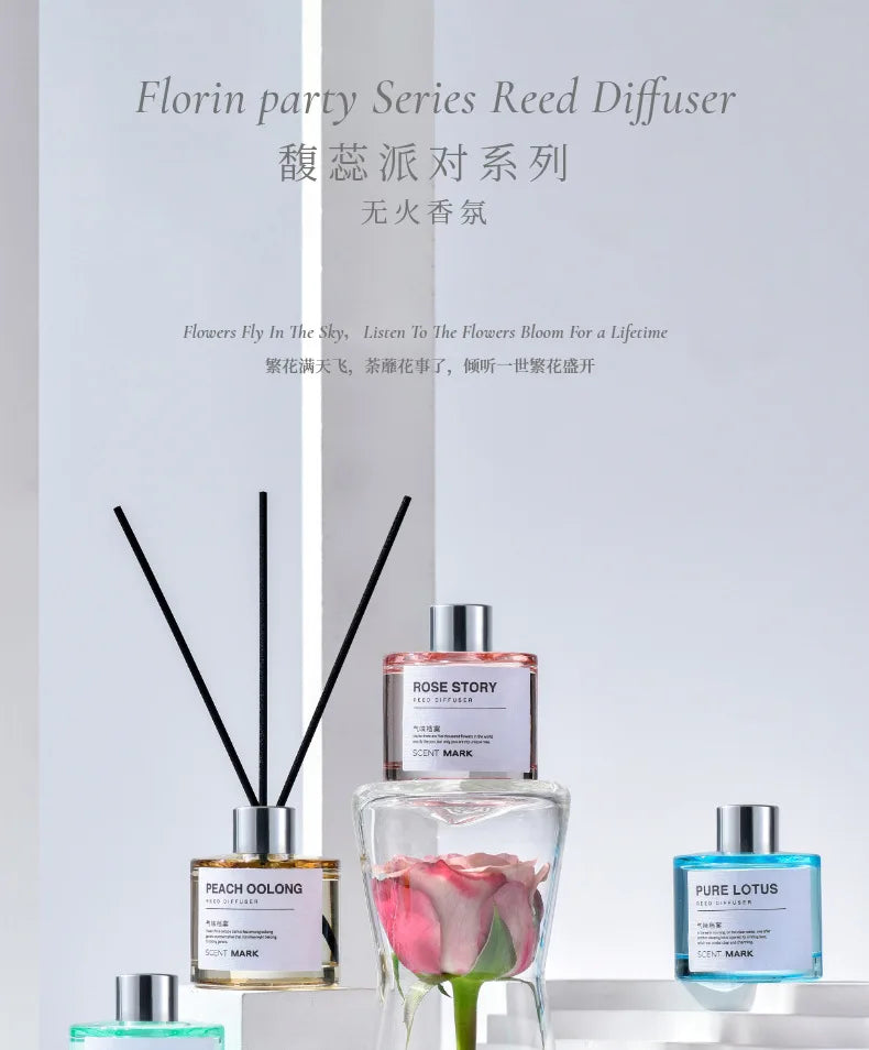 50ml Reed Diffuser Bottle with Essential Oil Lavender Rose Jasmine Diffuser Sets Hotel Home Fragrance Oil Air Freshener Oil