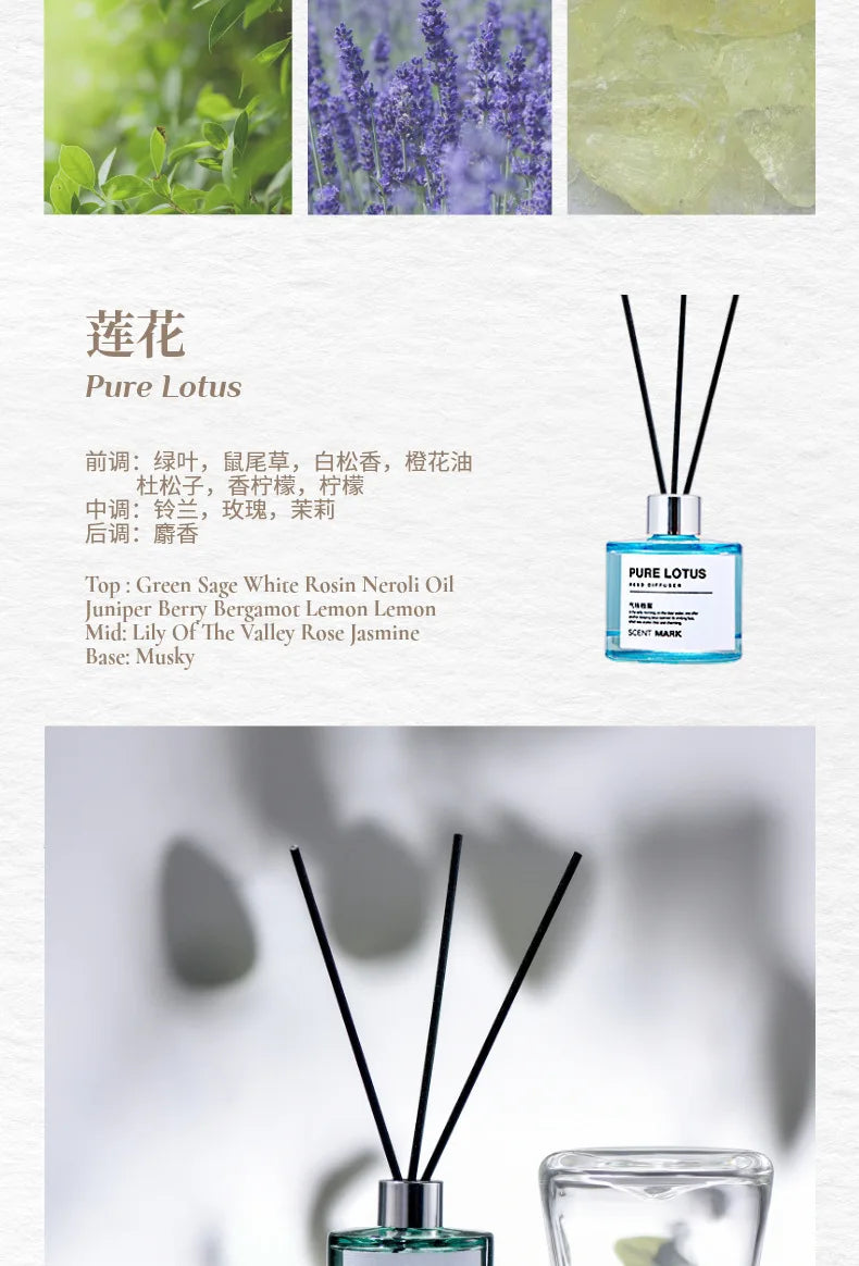 50ml Reed Diffuser Bottle with Essential Oil Lavender Rose Jasmine Diffuser Sets Hotel Home Fragrance Oil Air Freshener Oil