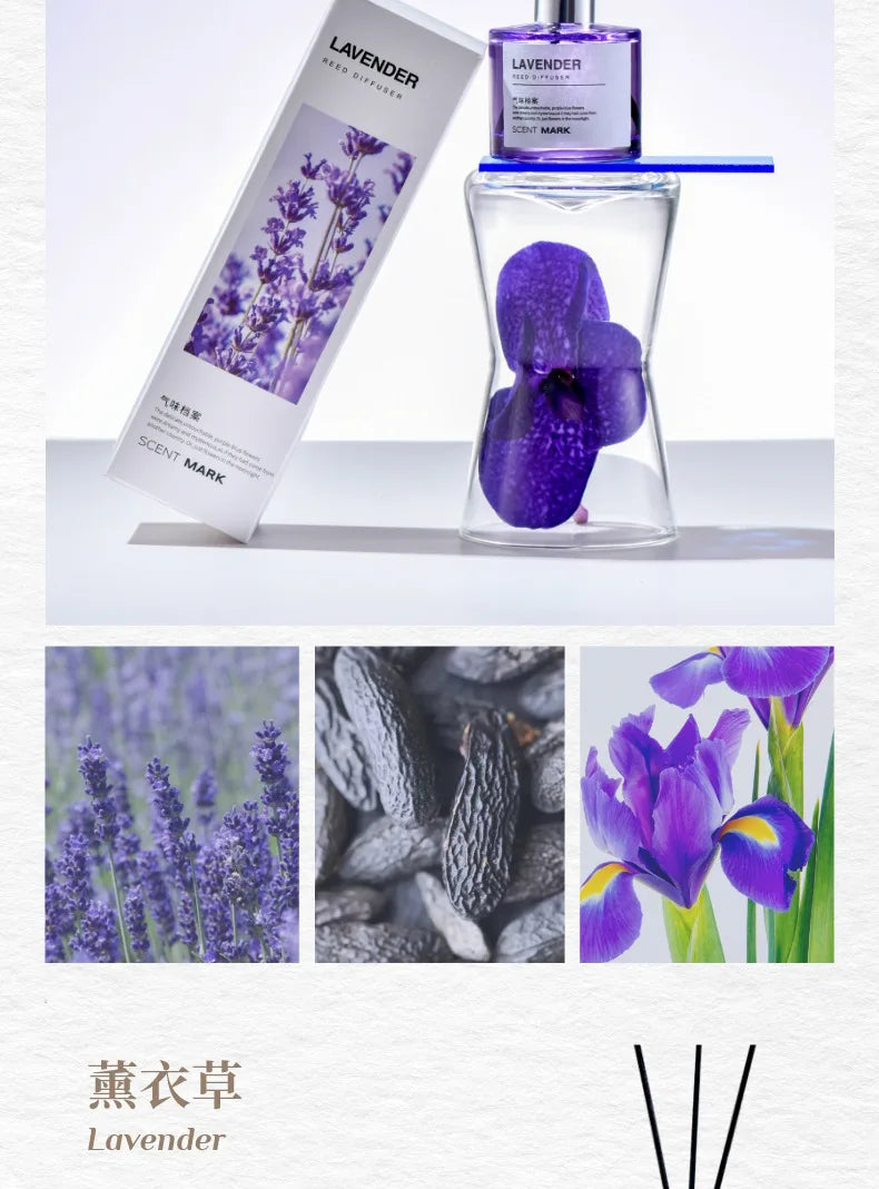 50ml Reed Diffuser Bottle with Essential Oil Lavender Rose Jasmine Diffuser Sets Hotel Home Fragrance Oil Air Freshener Oil