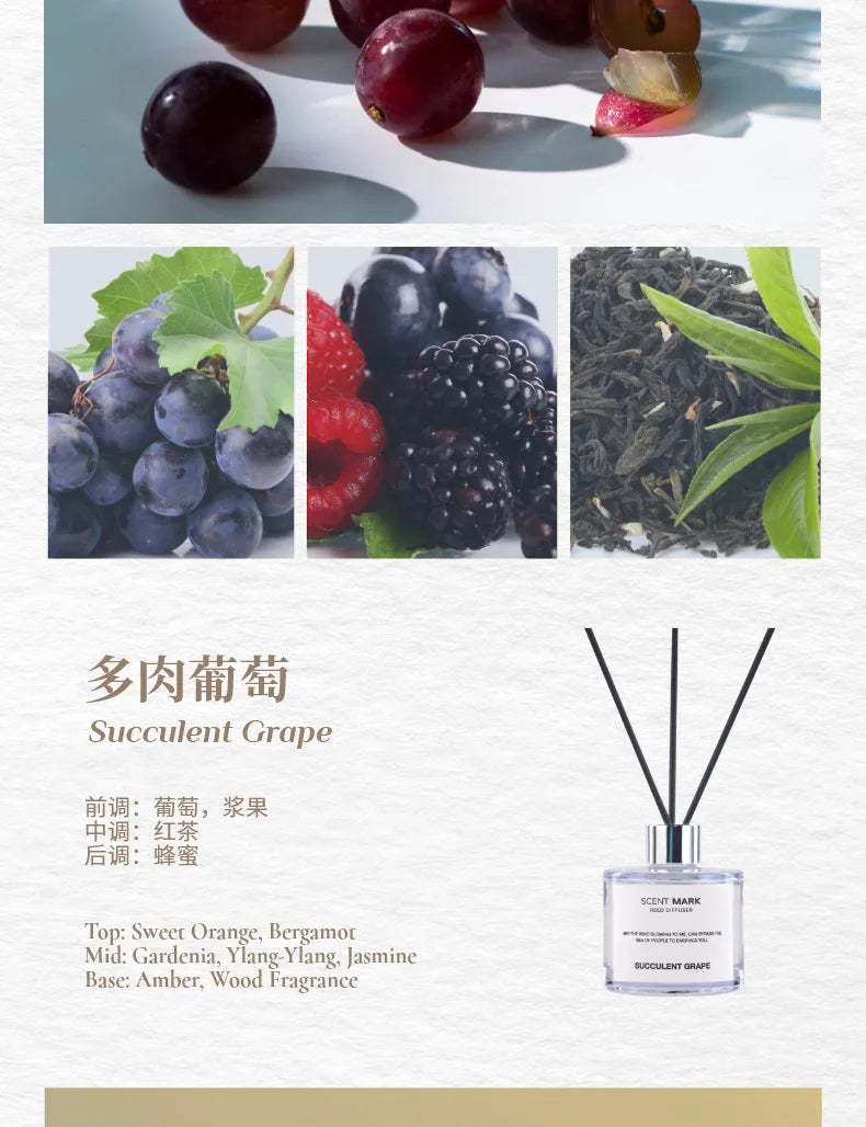 50ml Reed Diffuser Bottle with Essential Oil Lavender Rose Jasmine Diffuser Sets Hotel Home Fragrance Oil Air Freshener Oil